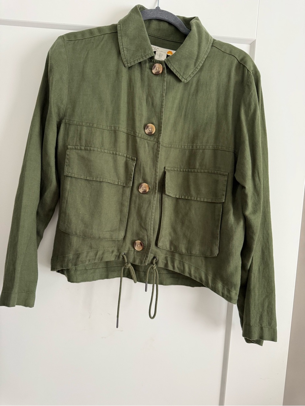 C&C Olive Utility Button-Front Jacket